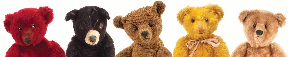 Antique Teddy Bear Home The bears featured in the banner are: Farnell Teddy Bear, Dean's Rag Book American Bear,, Steiff paper-plush Teddy Bear,, Crämer musical teddy bear and a Steiff Teddy Bear