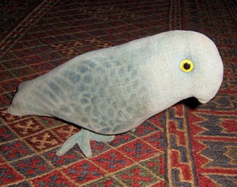 Chad Valley Budgie Soft Toy with button 1920s